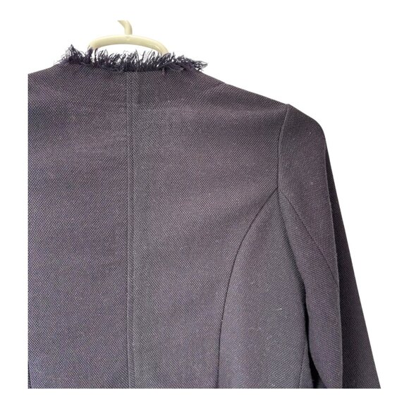 Ann Mashburn Wool Blazer Jacket Womens Medium Navy Blue Fringe - Picture 11 of 13